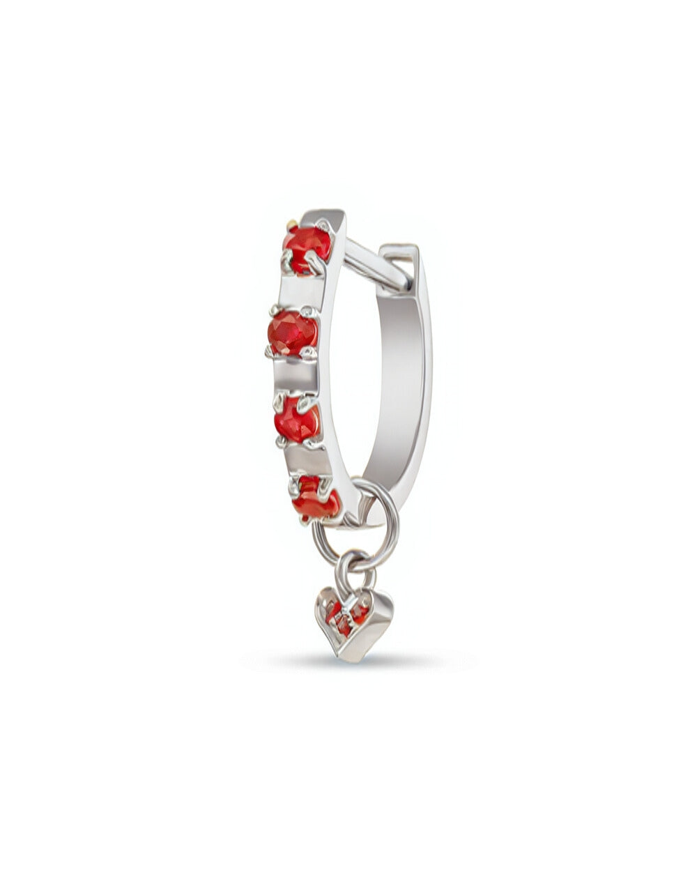 Covetear Ruby Heart Hoop Charm#material_14k_White_Gold