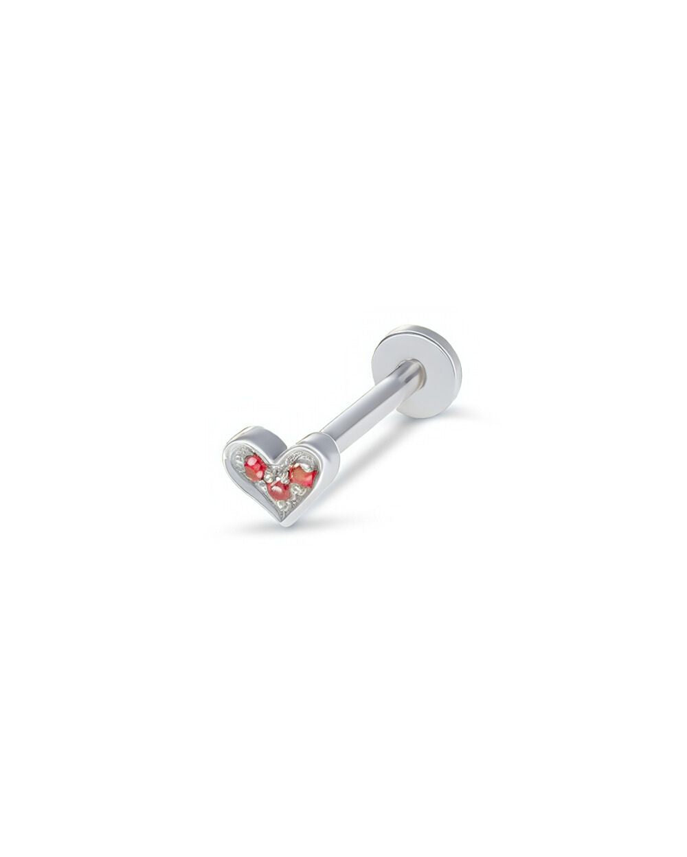 Covetear Ruby Heart Cartilage Earring#material_14k_White_Gold