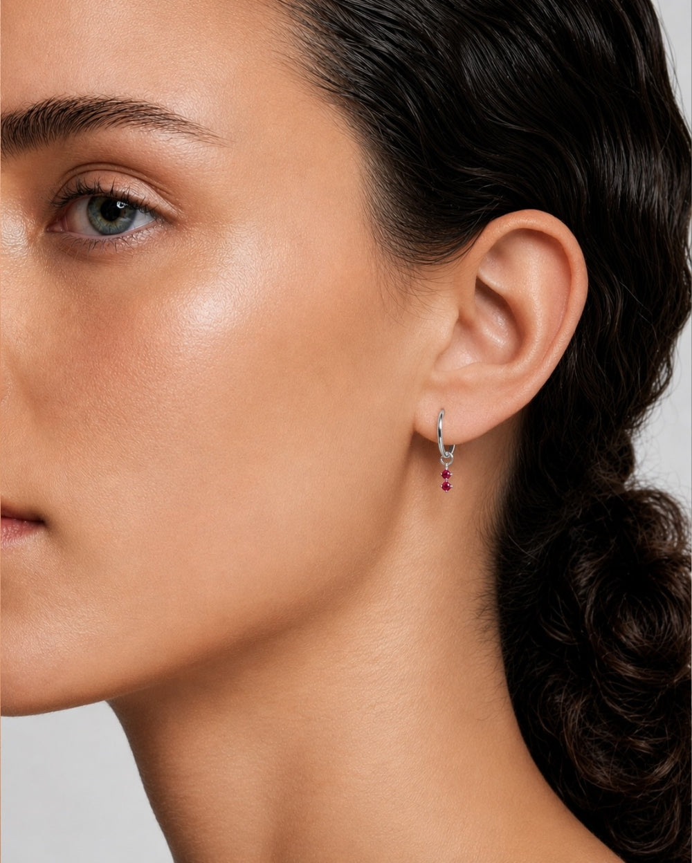 Petit Ruby Duo Hoop Charm