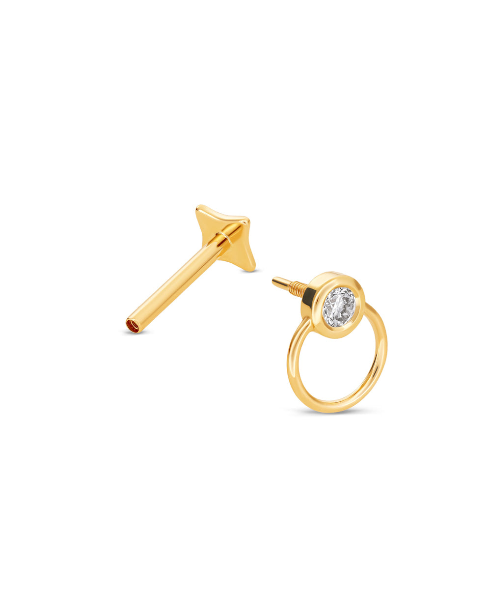 Covetear Diamond Bullring Cartilage Earring#material_14k_Yellow_Gold