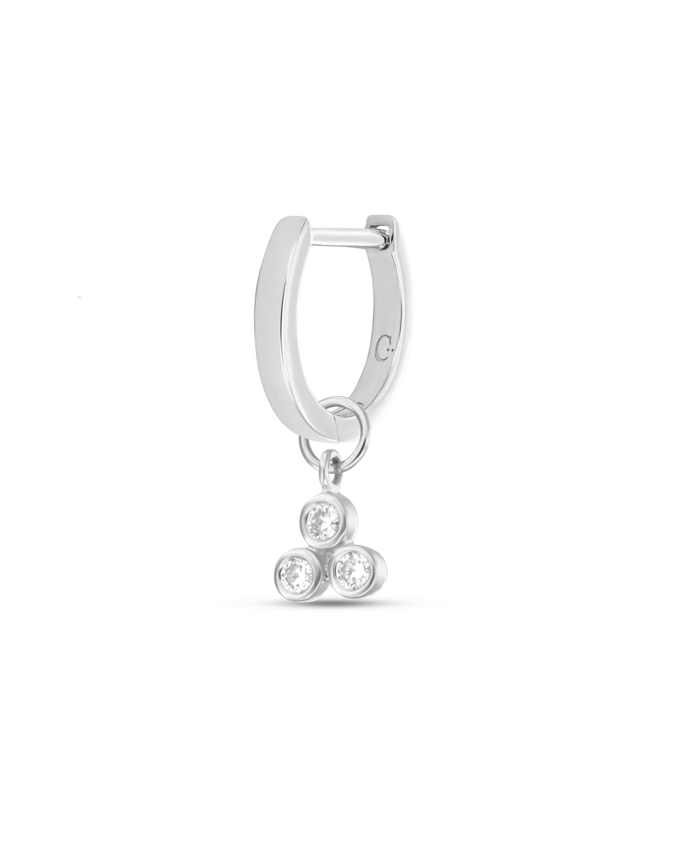Covetear Diamond Trilogy Hoop Charm#material_14k_White_Gold