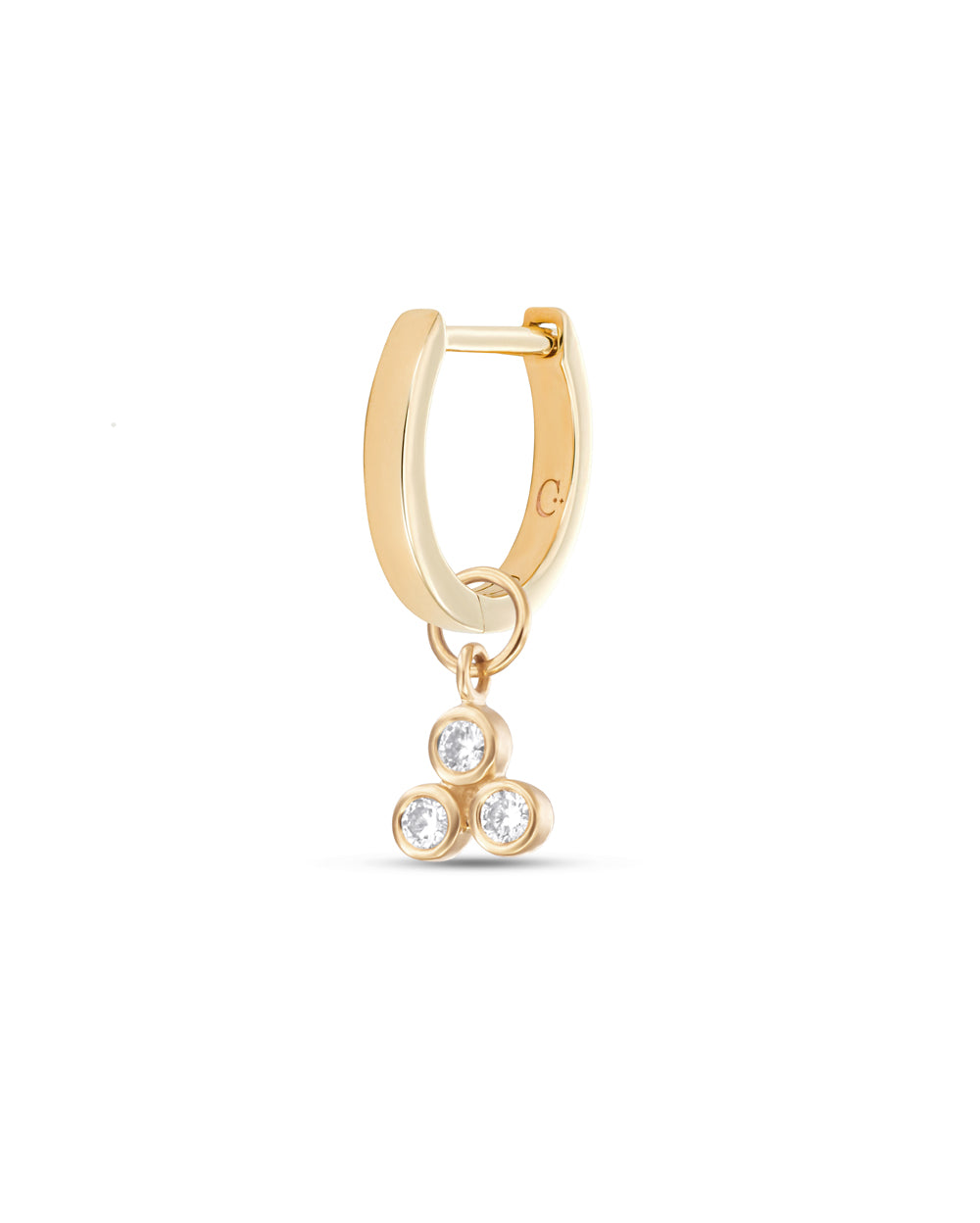 Covetear Diamond Trilogy Hoop Charm#material_14k_Yellow_Gold