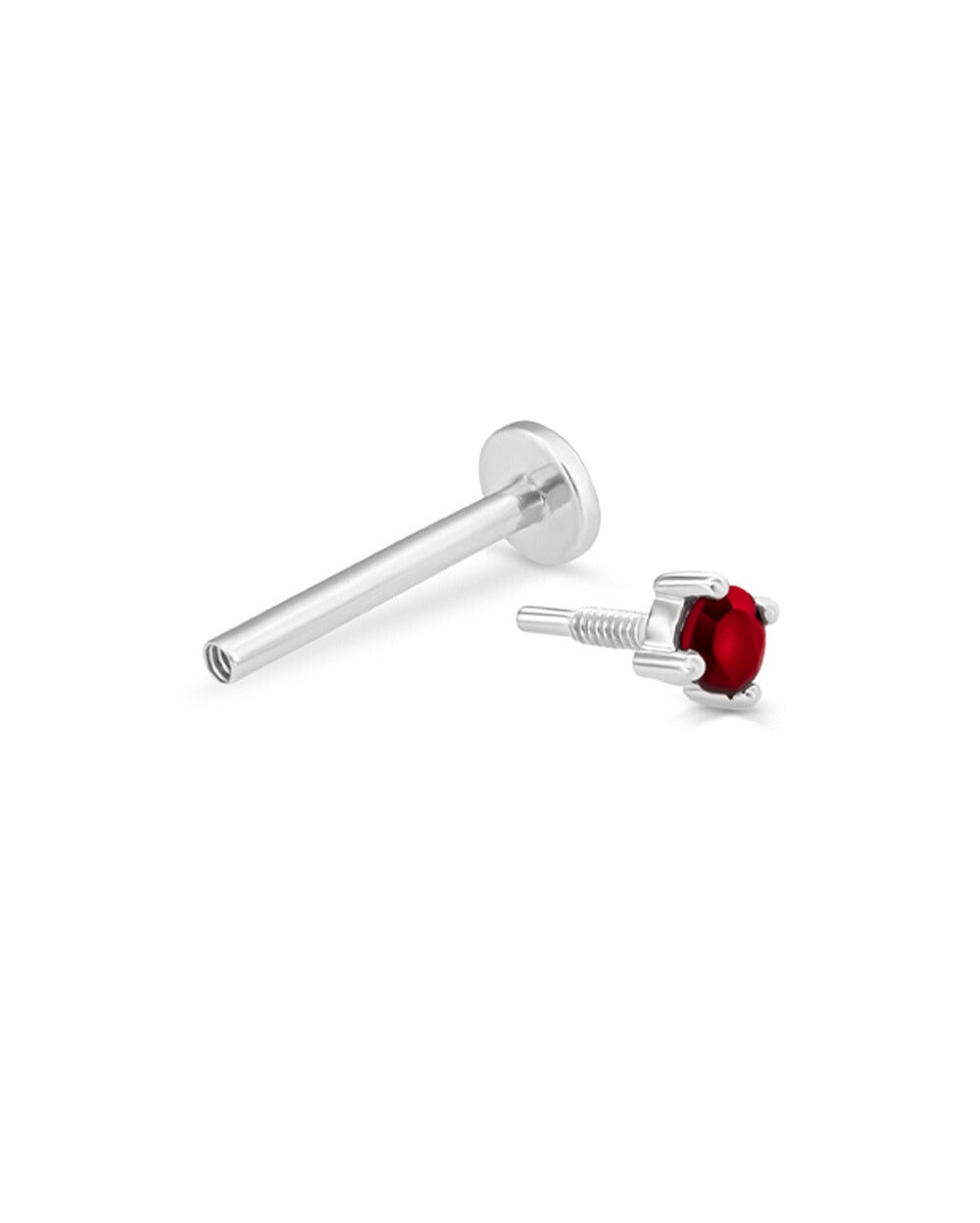 Ruby Petit Solitaire Earring Front - WG