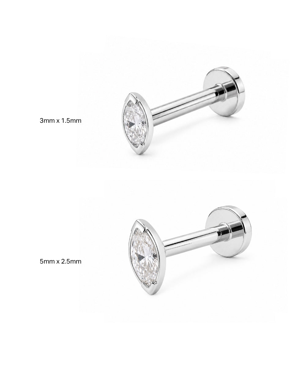 Regale' Marquise Solitaire Earring Front - WG - PRE ORDER