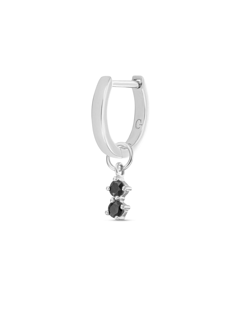 Covetear Black Petit Duo Hoop Charm#material_14k_White_Gold