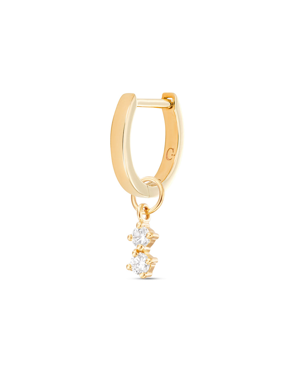 Covetear Petit Diamond Duo Hoop Charm#material_14k_Yellow_Gold