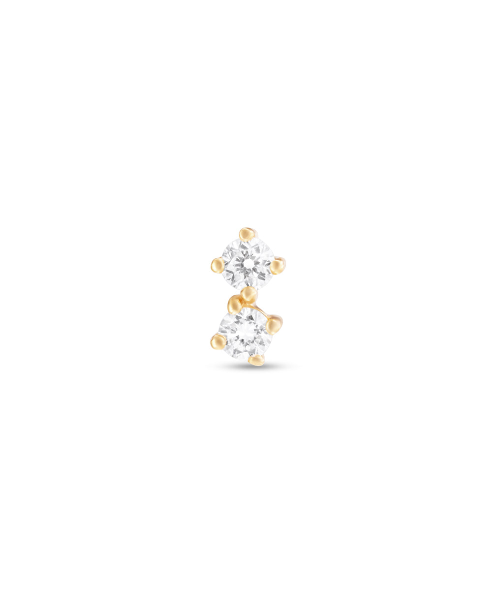 Covetear Diamond Petit Duo Cartilage Earring#material_14k_Yellow_Gold