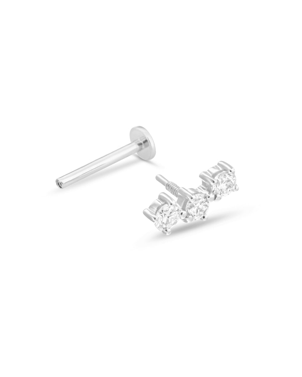 Covetear Diamond Petit Trilogy Cartilage Earring#material_14k_White_Gold