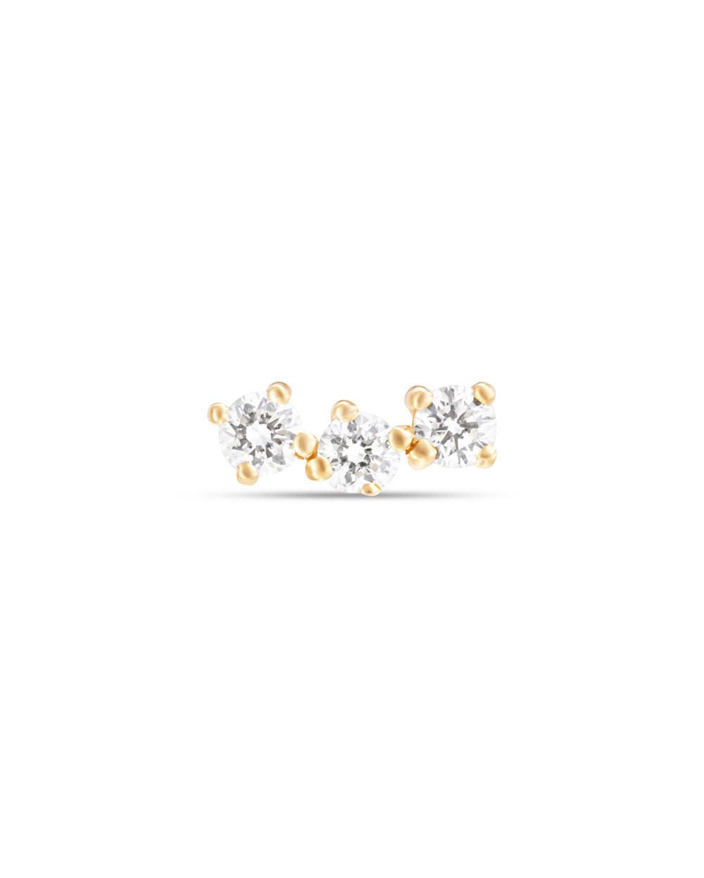 Covetear Diamond Petit Trilogy Cartilage Earring#material_14k_Yellow_Gold