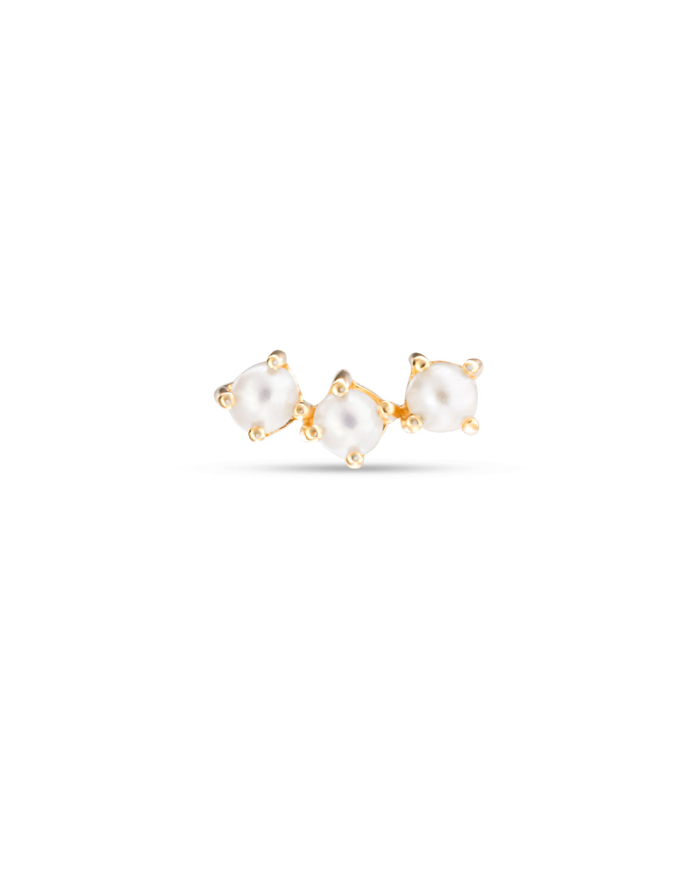 Covetear Pearl Petit Trilogy Cartilage Earring#material_14k_Yellow_Gold