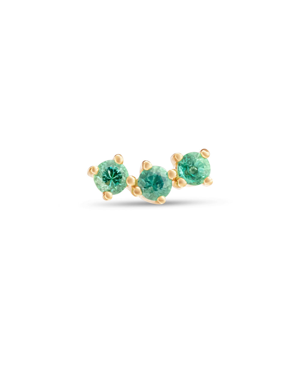 Covetear Emerald Petit Trilogy Cartilage Earring#material_14k_Yellow_Gold