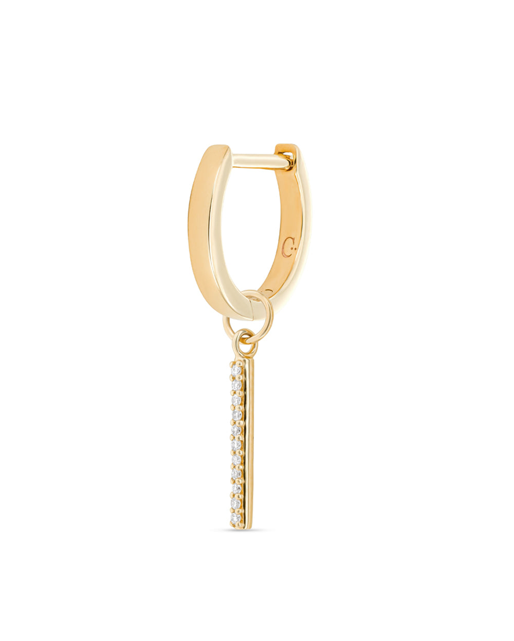 Covetear Fine Line Diamond Hoop Charm#material_14k_Yellow_Gold