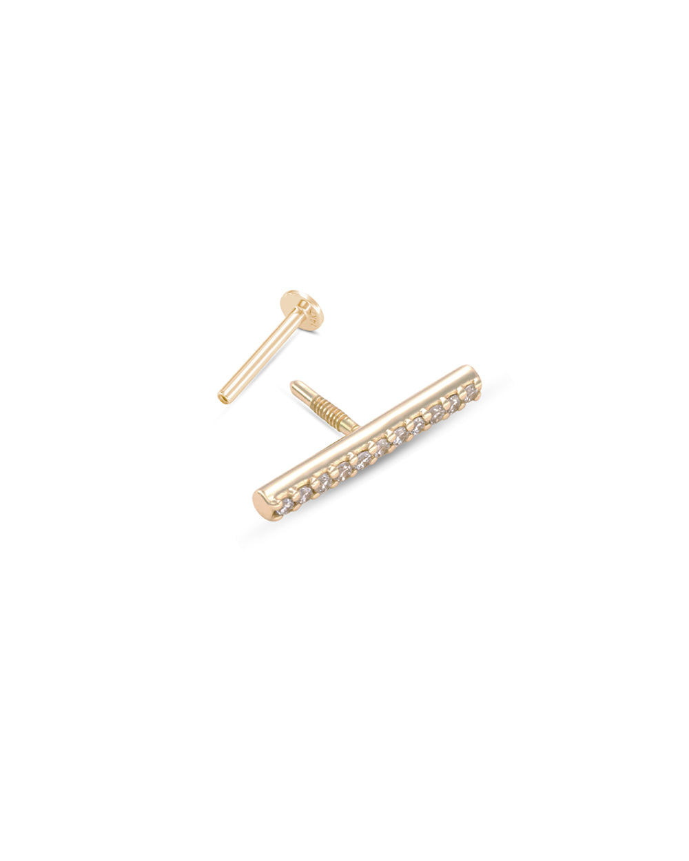 Fine Line Diamond Earring Front - YG