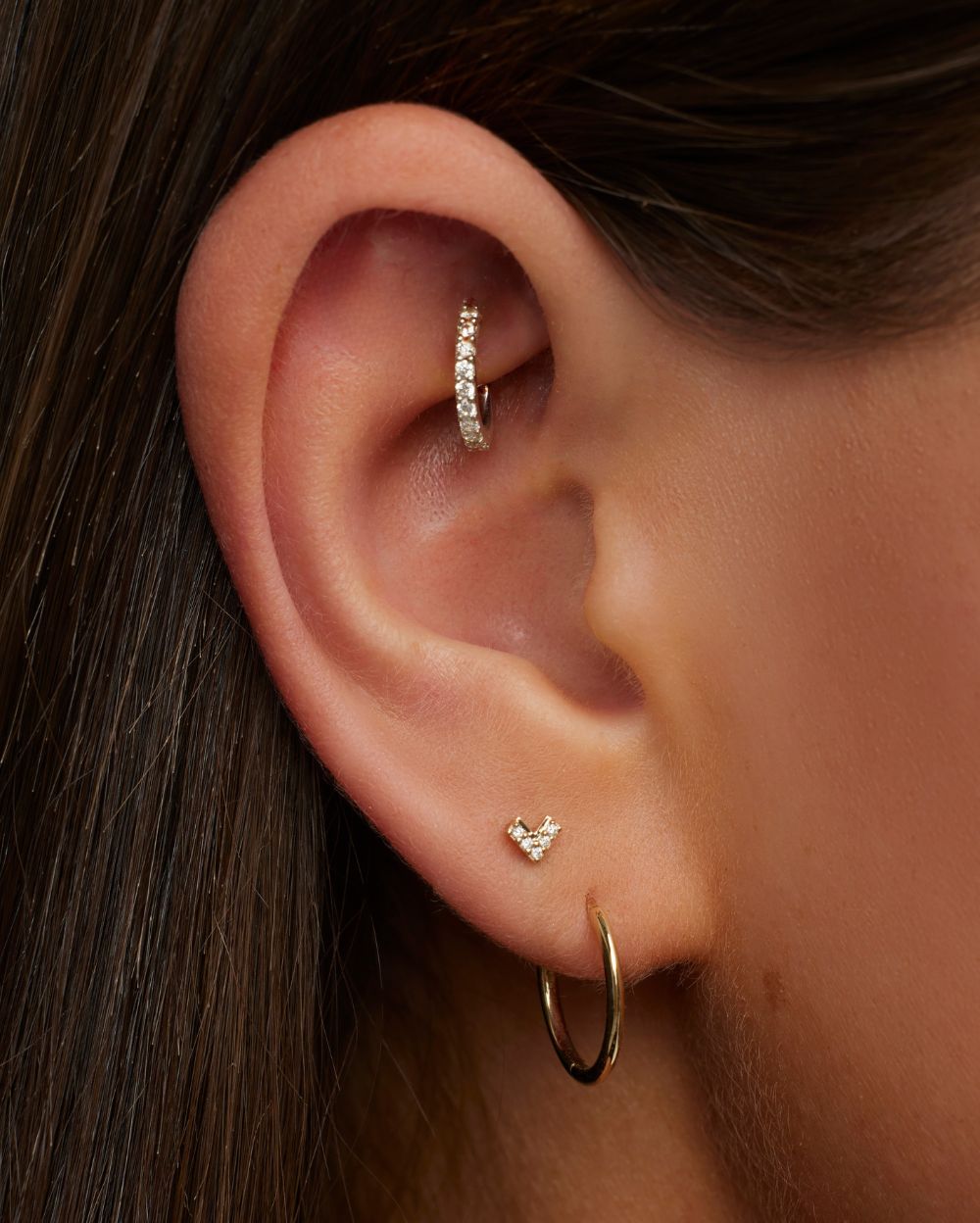 Covetear Diamond Chevron Cartilage Earring #material_14k_Yellow_Gold
