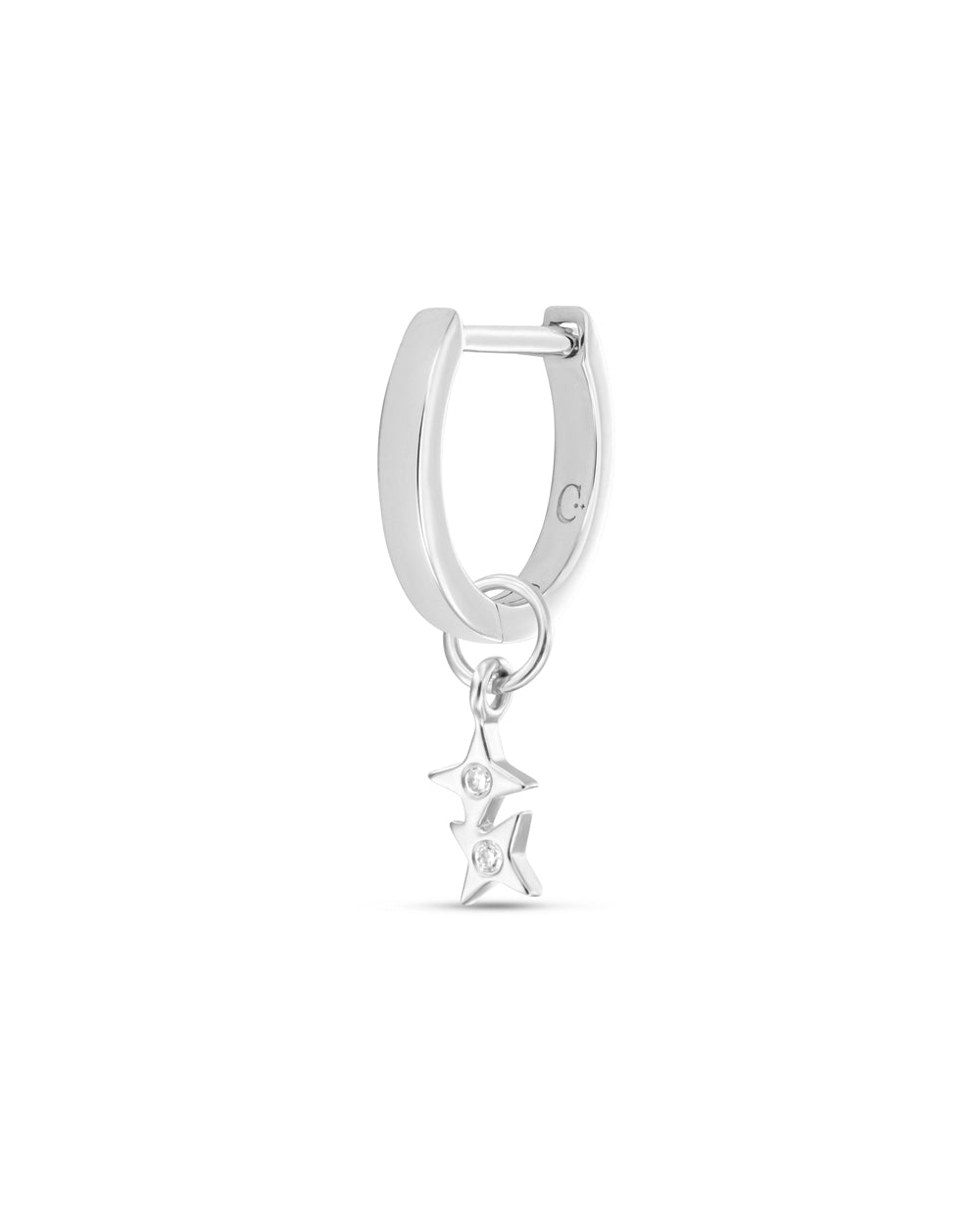 Covetear Starlight Duo Hoop Charm#material_14k_White_Gold