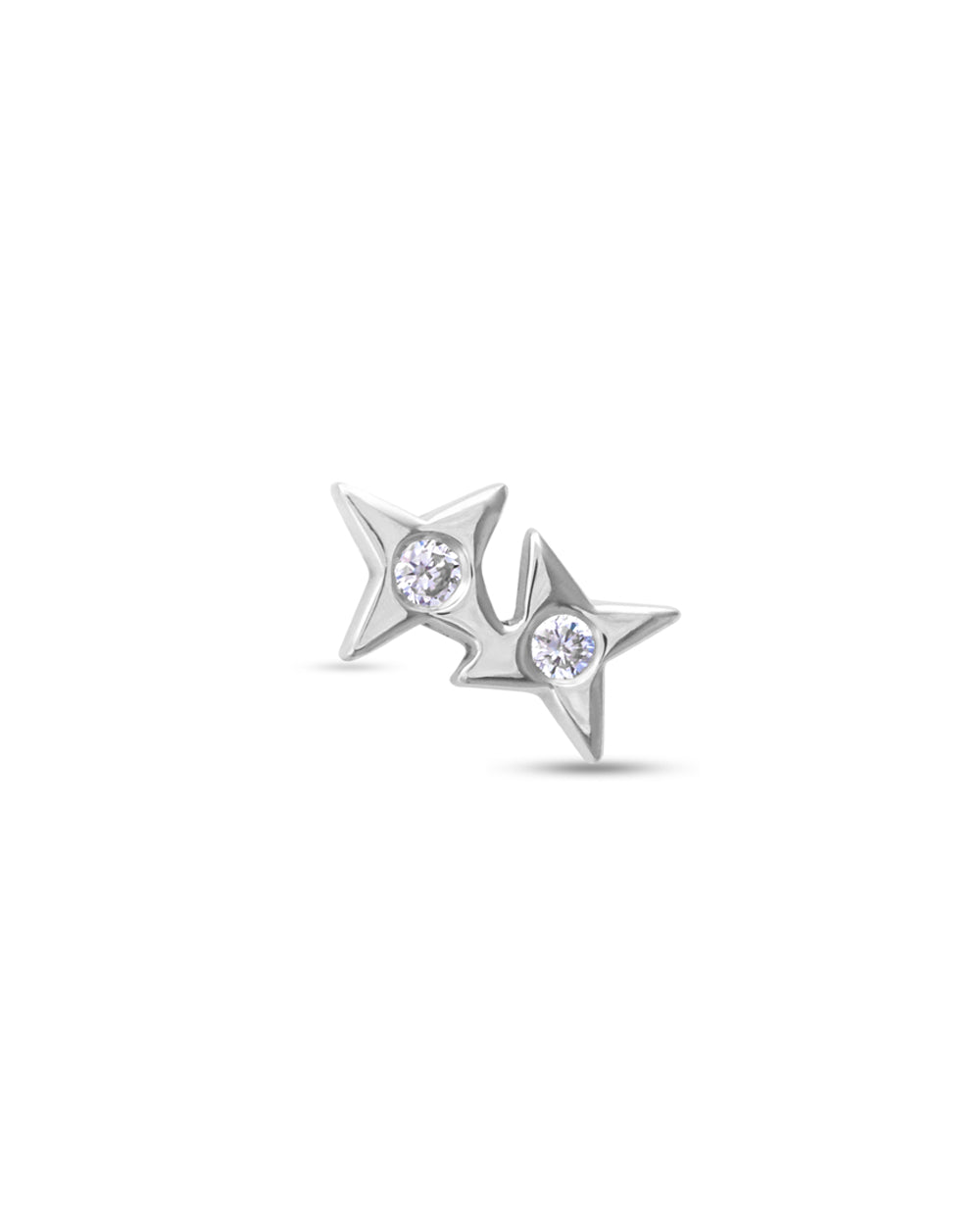 Covetear Starlight Duo Diamond Cartilage Earring#material_14k_White_Gold