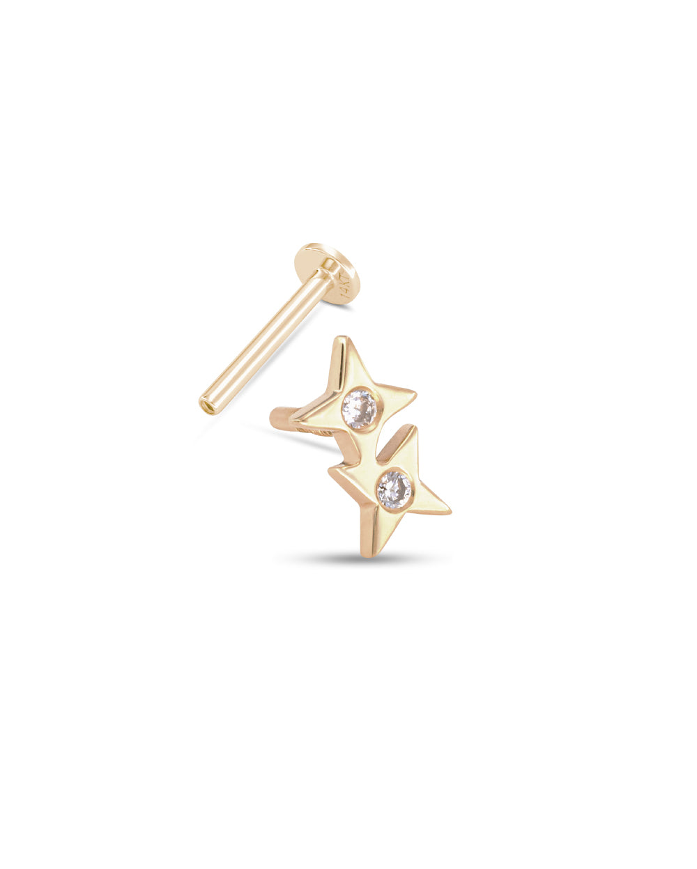 Covetear Starlight Duo Diamond Cartilage Earring#material_14k_Yellow_Gold