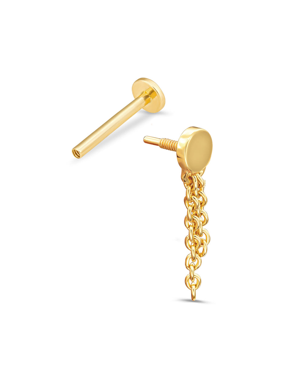 Covetear Taselle Disc Cartilage Earring#material_14k_yellow_Gold