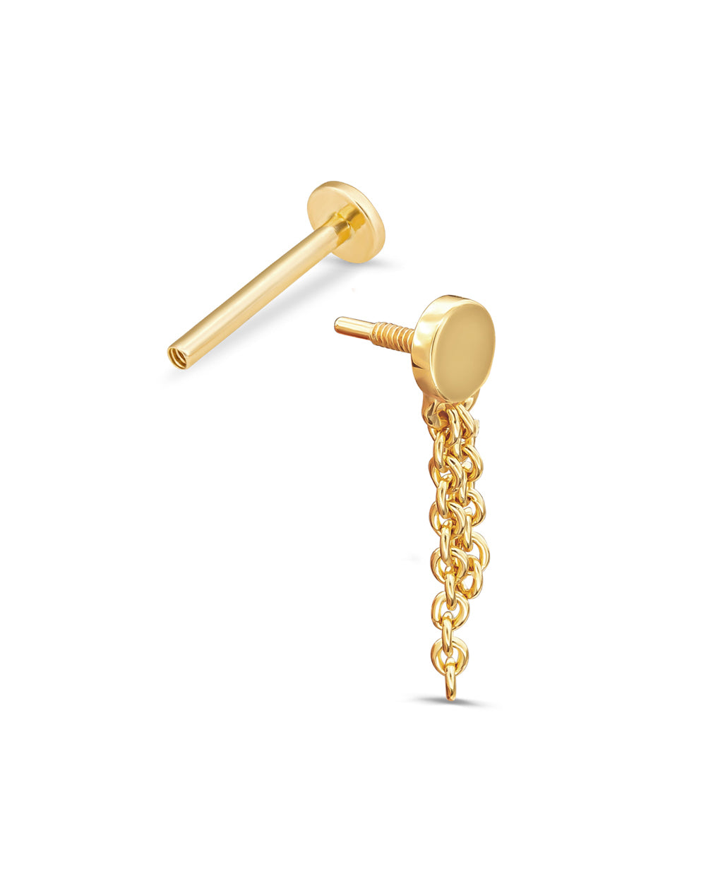 Covetear Taselle Disc Cartilage Earring#material_14k_yellow_Gold