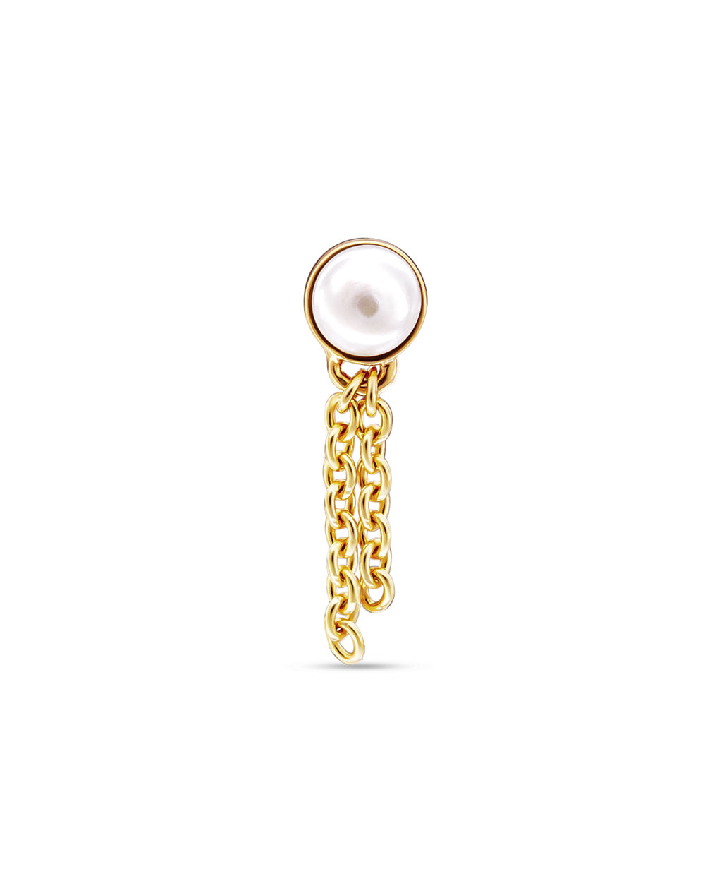 Covetear Taselle Pearl Cartilage Earring#material_14k_yellow_Gold