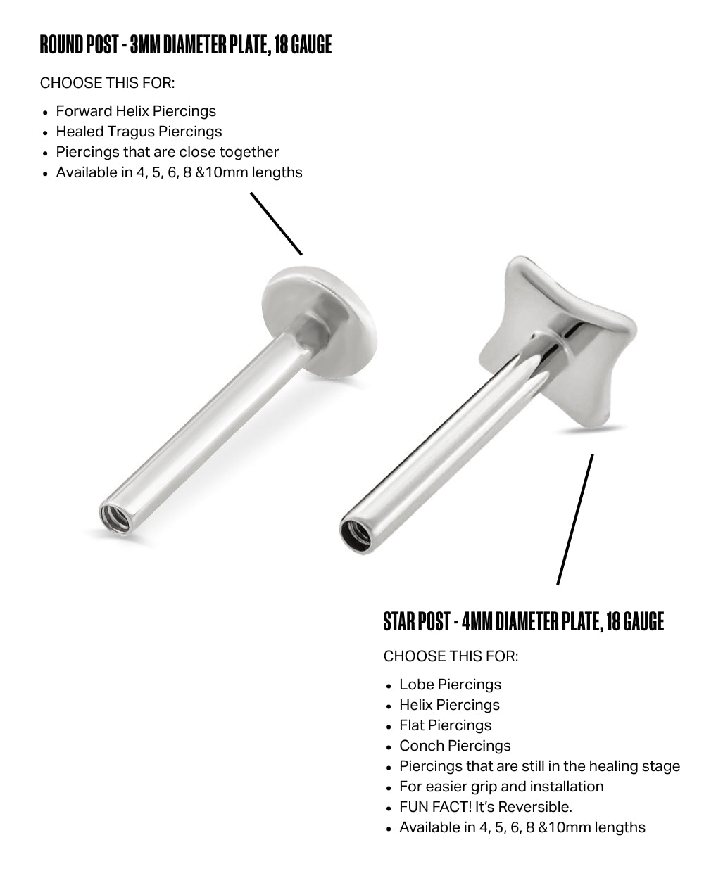 Covetear Solid Gold Labret Post - #material_14k_White_Gold