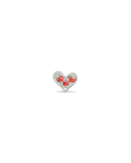 Covetear Ruby Heart Cartilage Earring#material_14k_White_Gold