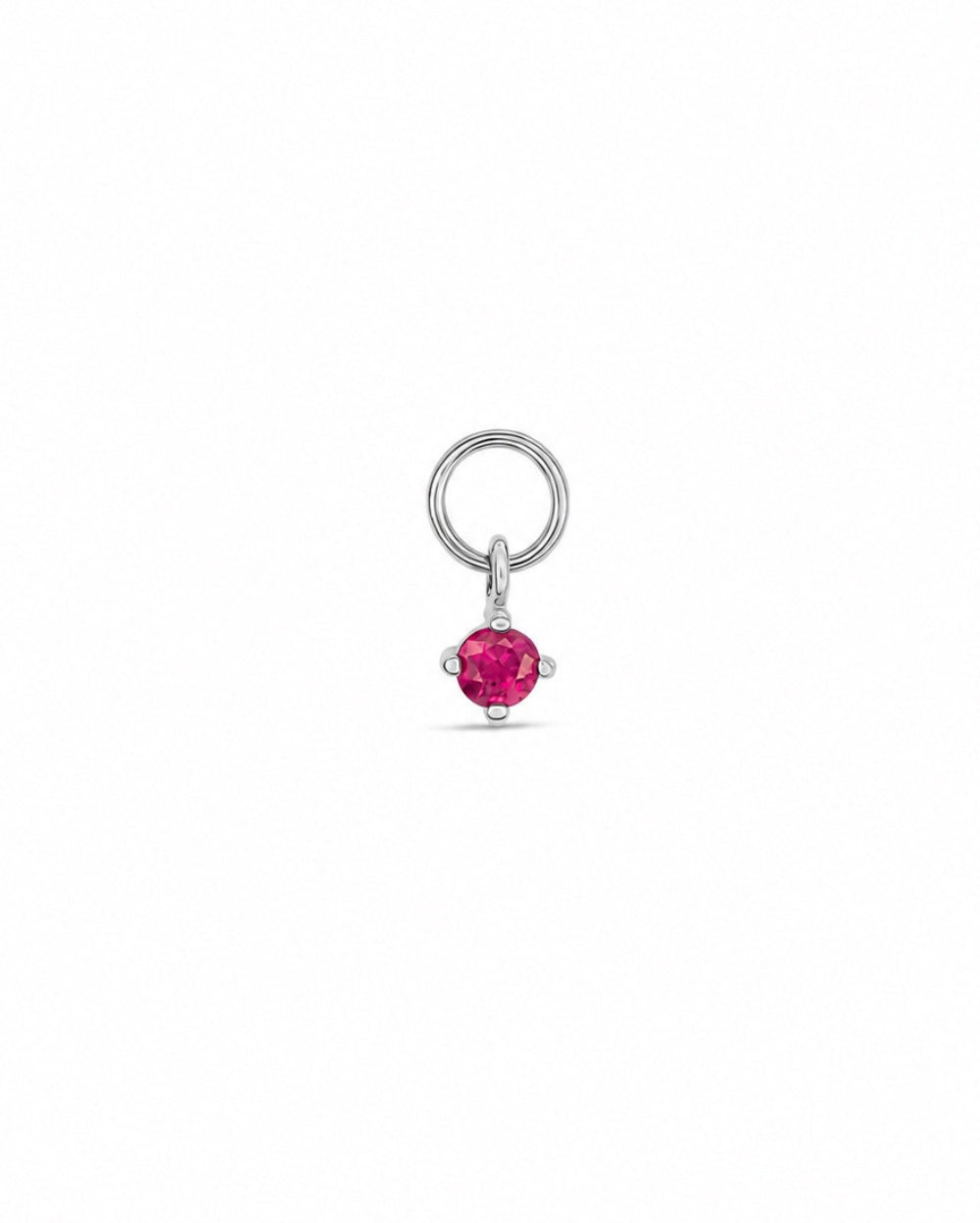 Petit Ruby Solitaire Hoop Charm