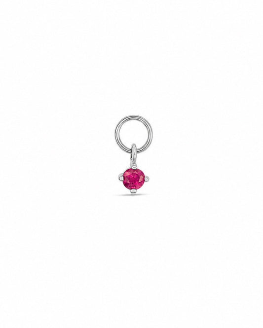Petit Ruby Solitaire Hoop Charm
