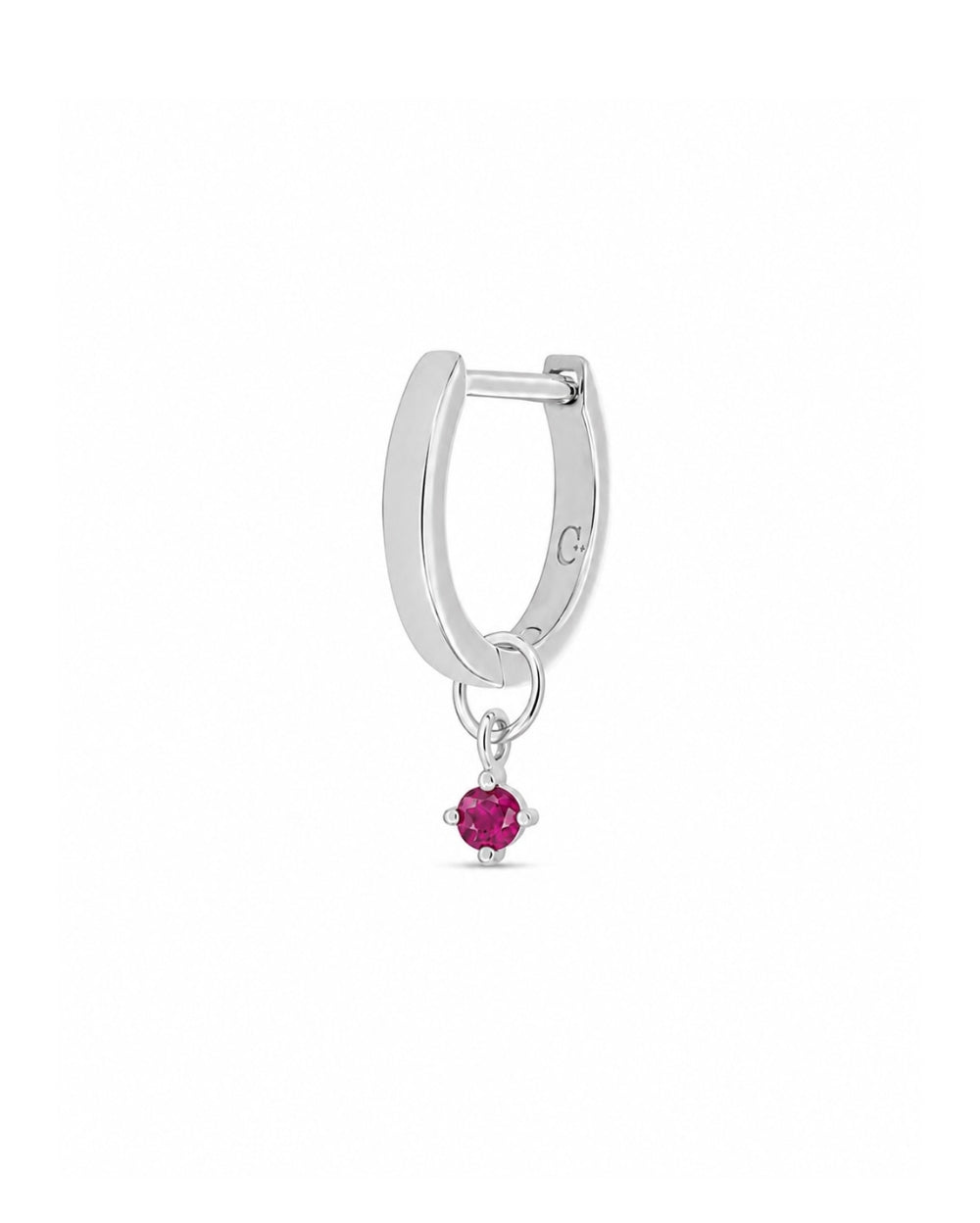 Petit Ruby Solitaire Hoop Charm