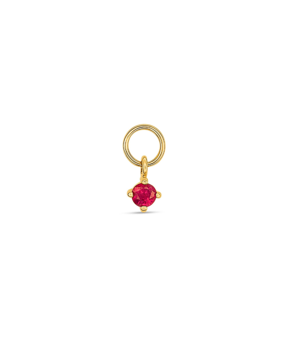 Petit Ruby Solitaire Hoop Charm