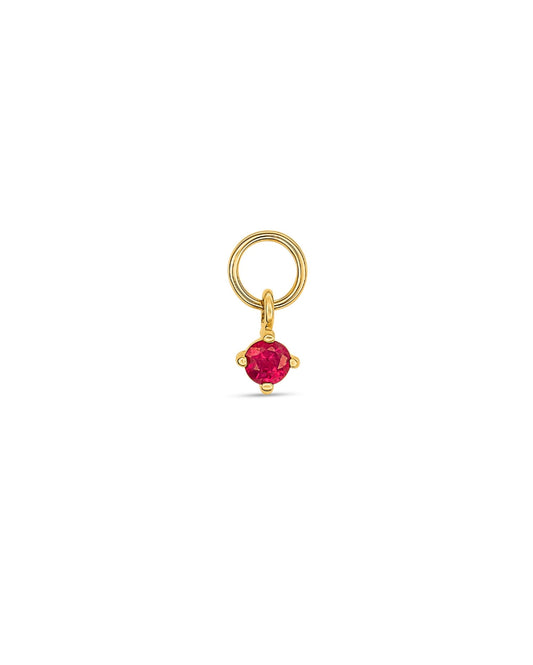 Petit Ruby Solitaire Hoop Charm