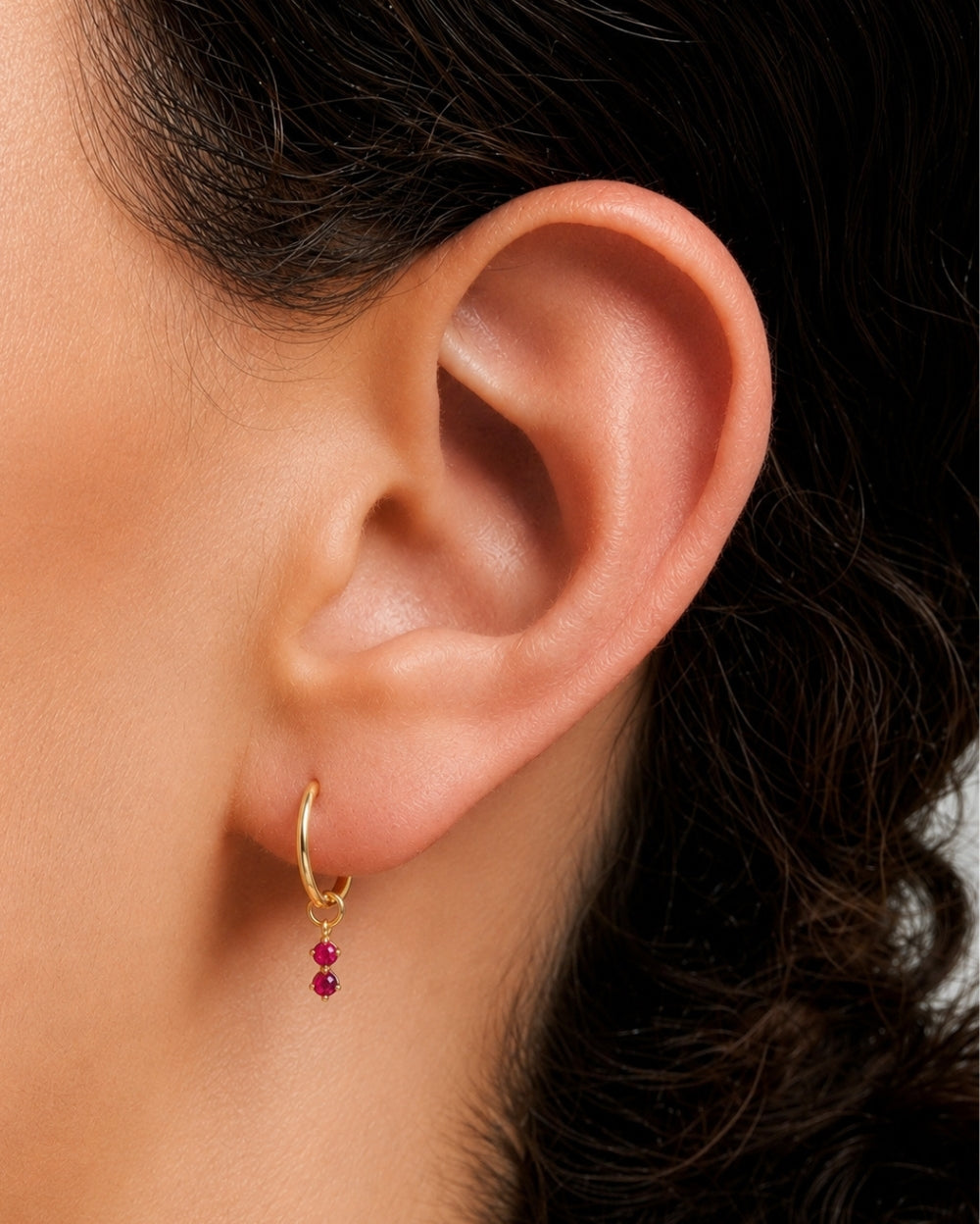 Petit Ruby Duo Hoop Charm