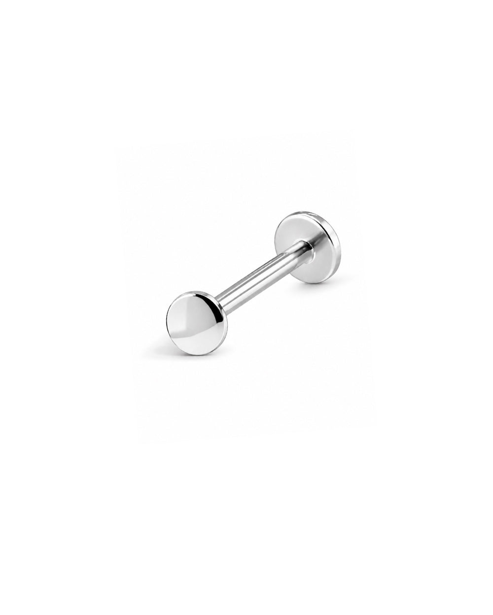Silver Disc earring with flatback on white background