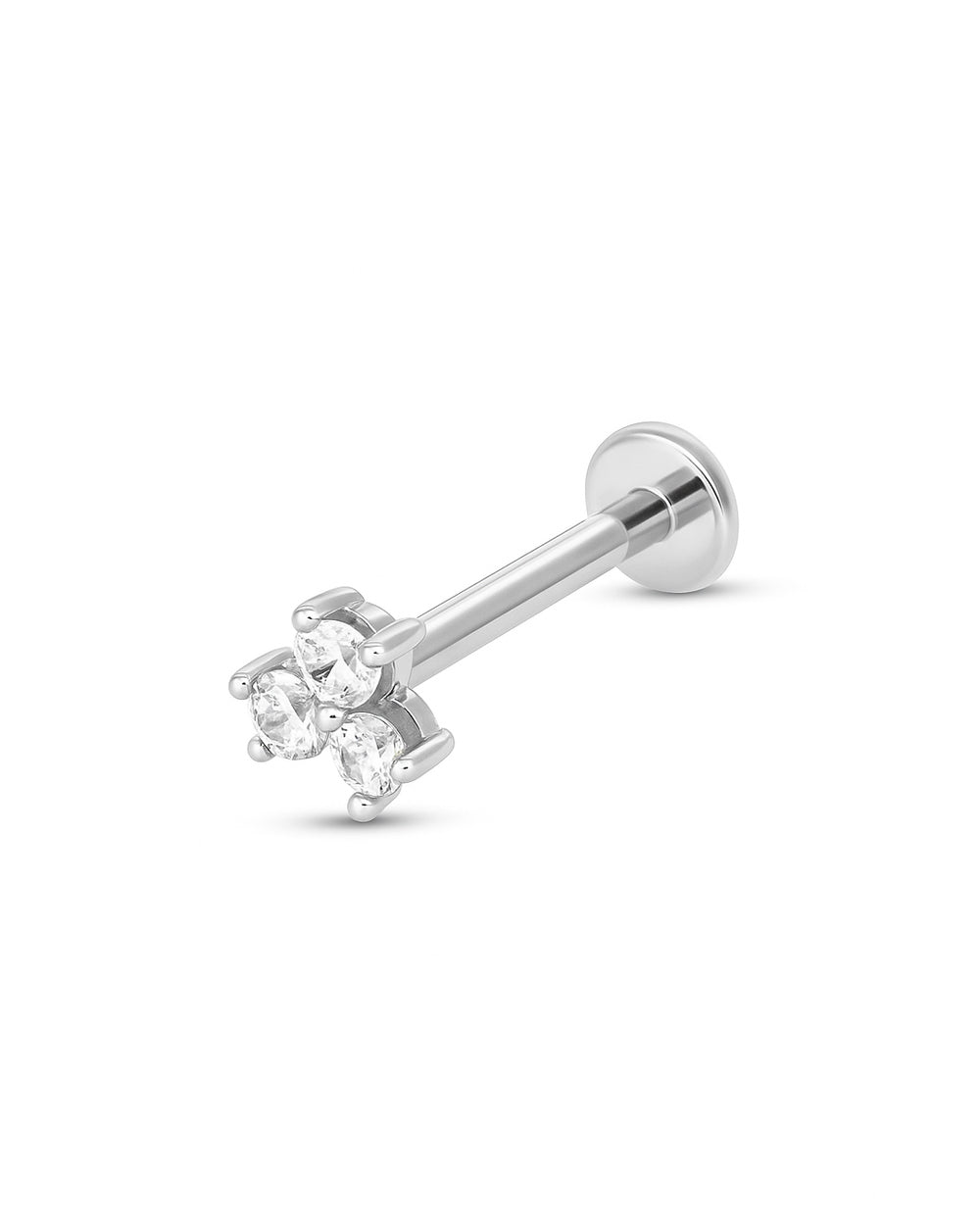 Covetear small diamond trilogy white gold earring on white background