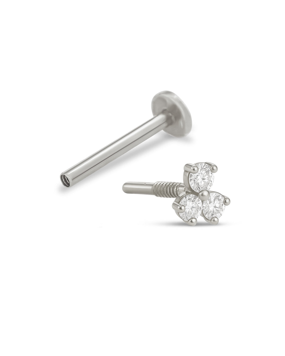Covetear Piccolo Trilogy Cartilage Earring#material_14k_White_Gold