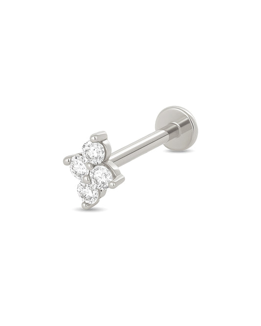 Covetear Piccolo Quartet Cartilage Earring#material_14k_White_Gold