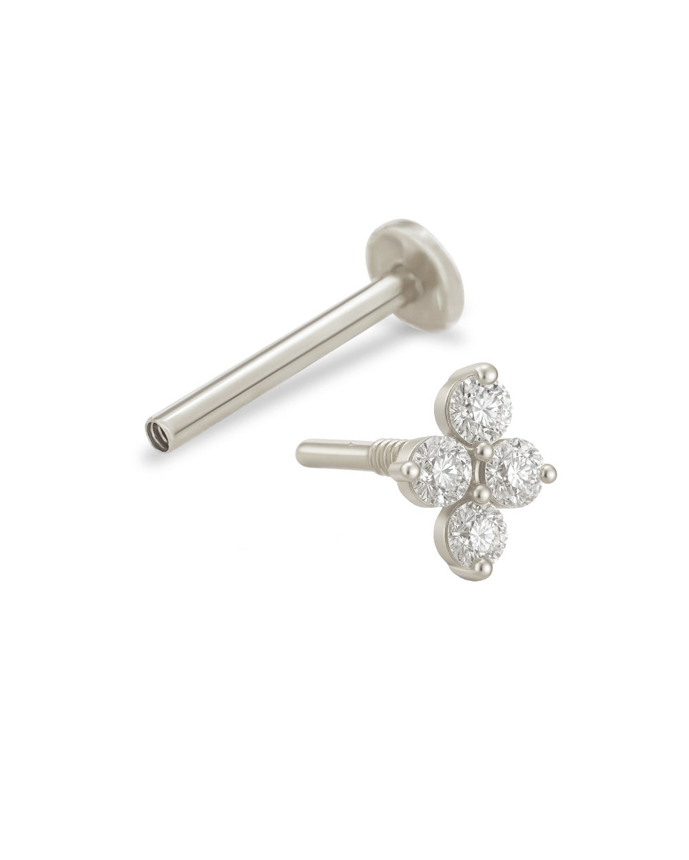 Covetear Piccolo Quartet Cartilage Earring#material_14k_White_Gold