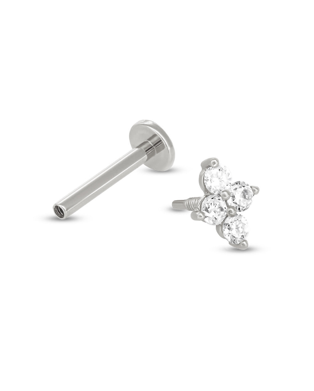 Covetear Piccolo Quartet Cartilage Earring#material_14k_White_Gold