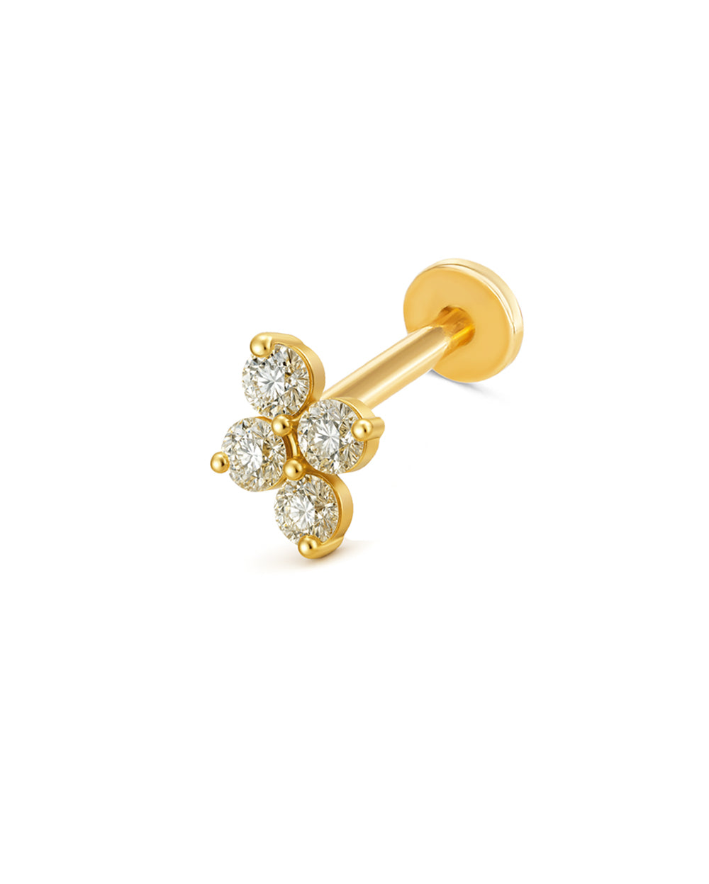 Covetear Piccolo Quartet Cartilage Earring#material_14k_Yellow_Gold