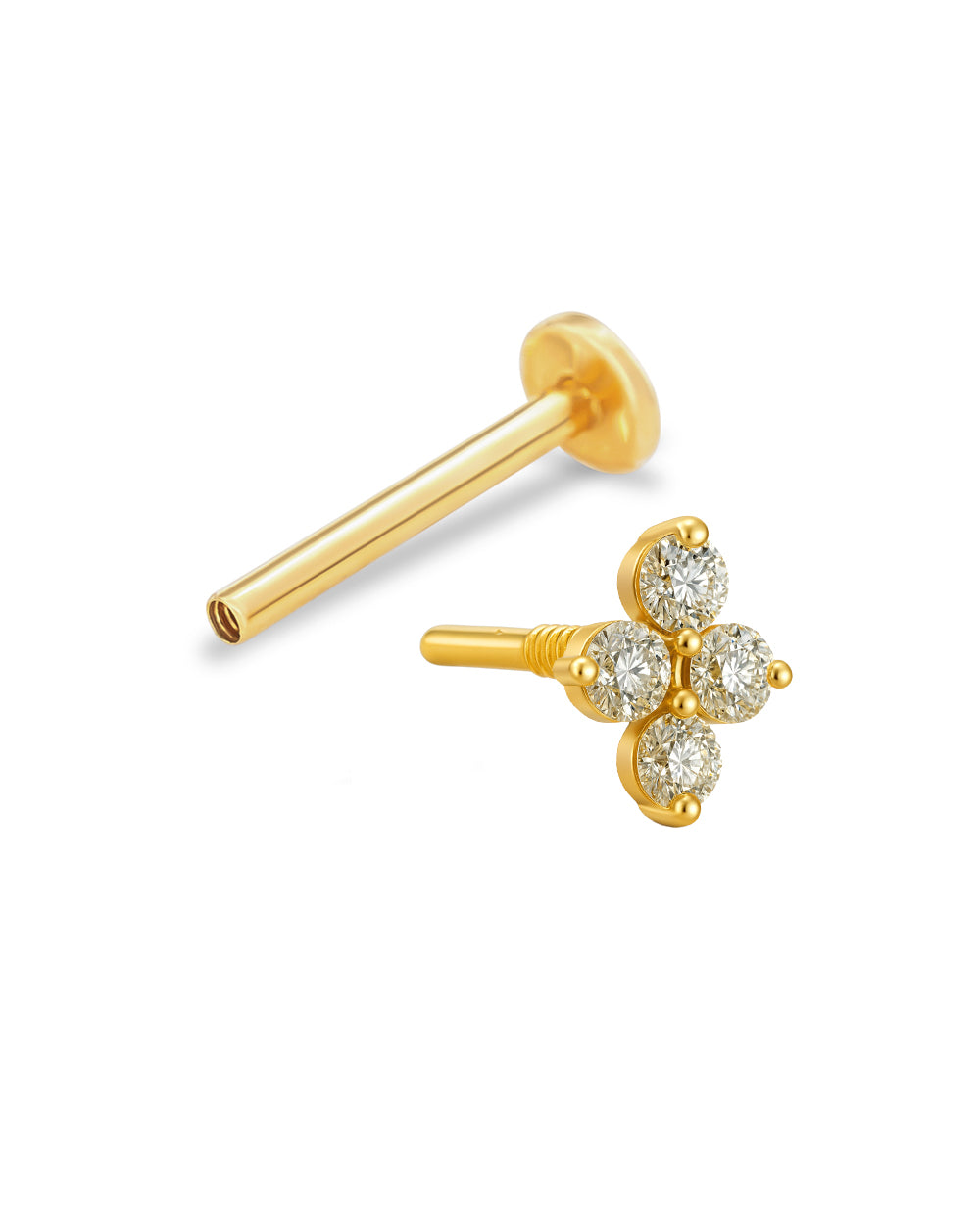 Covetear Piccolo Quartet Cartilage Earring#material_14k_Yellow_Gold