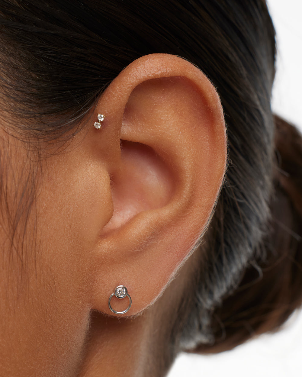 Covetear Diamond Bullring Cartilage Earring#material_14k_White_Gold