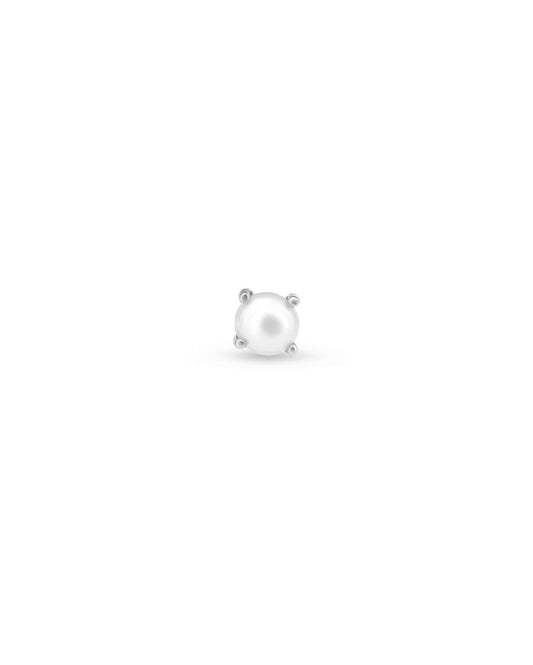 Covetear Pearl Petit Solitaire Cartilage Earring#material_14k_White_Gold