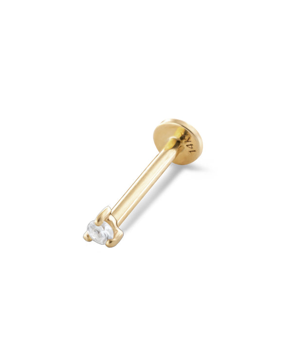 Covetear Piccolo Diamond Solitaire Cartilage Earring#material_14k_Yellow_Gold