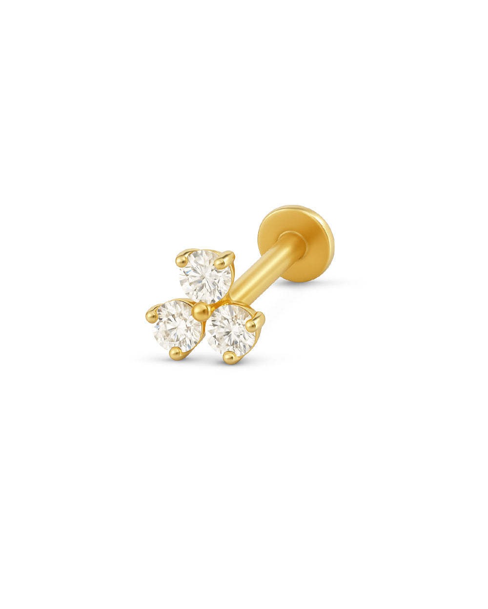 Covetear Piccolo Trilogy Cartilage Earring#material_14k_Yellow_Gold