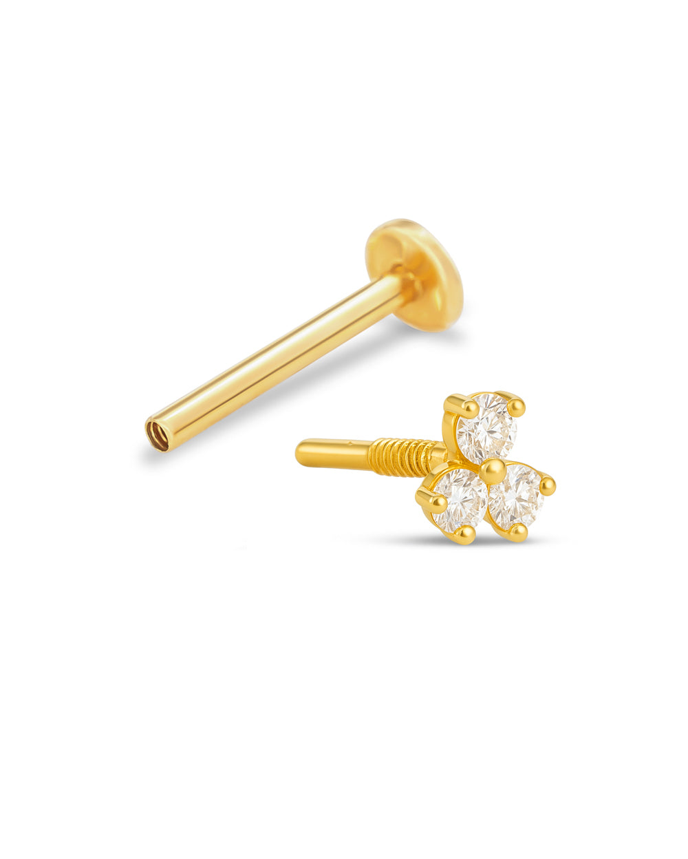 Covetear Piccolo Trilogy Cartilage Earring#material_14k_Yellow_Gold