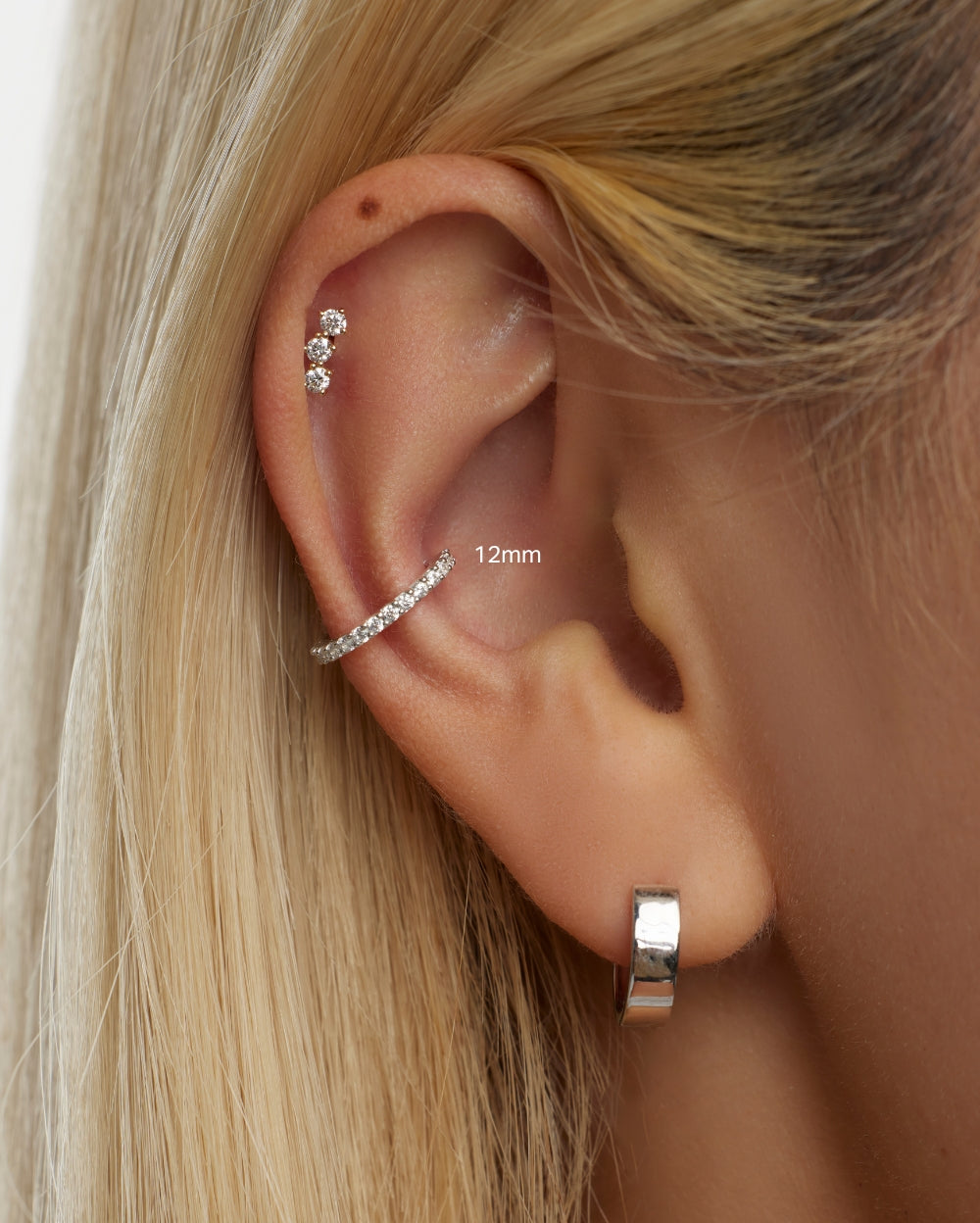 Ring Conch Piercing Diamond Hoop 9k Solid White Gold 16g Marquise